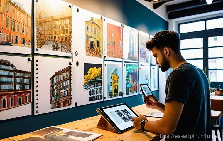 미술문화기획사의 일일 업무 루틴 - **Prompt:** "A vibrant, dynamic illustration capturing the 'birth of an idea' for a cultural event. ...