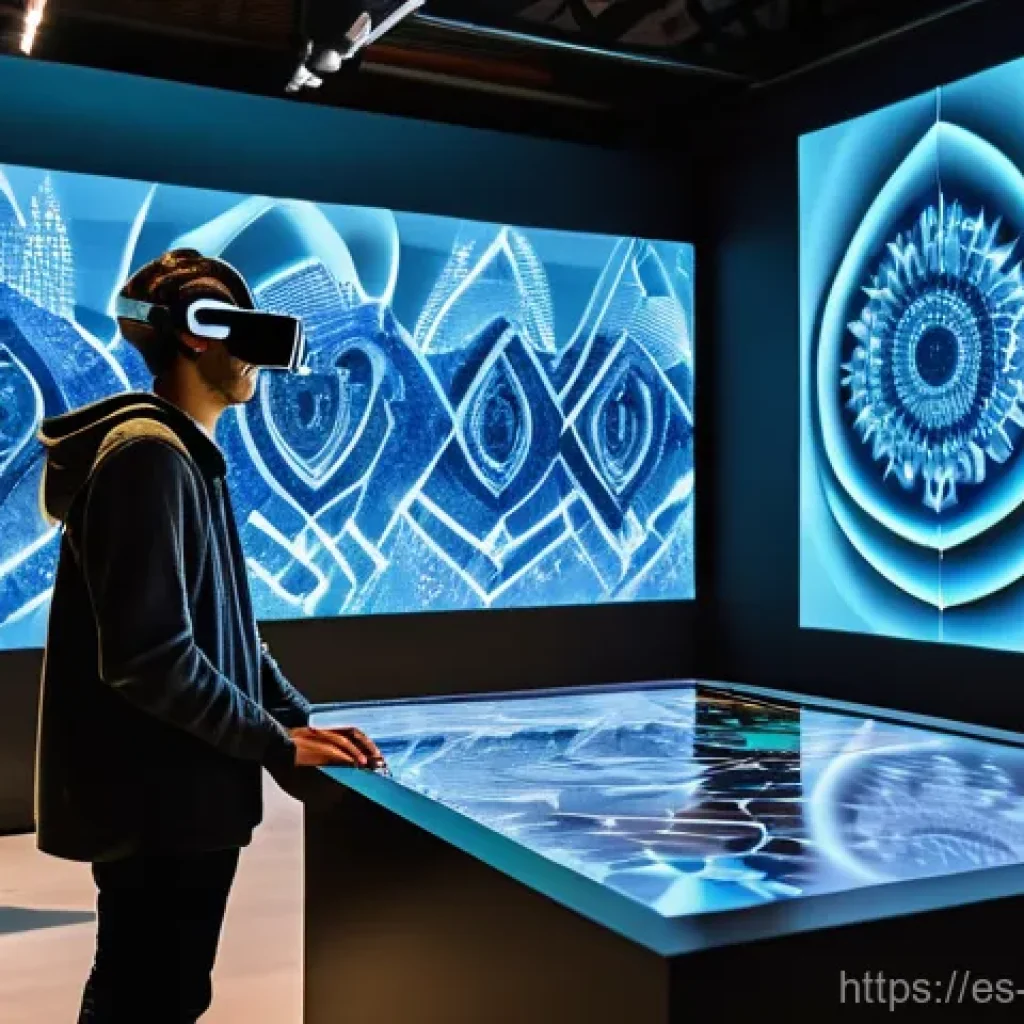 미술문화기획사의 직업 전망과 미래 - A dynamic and futuristic scene inside a vibrant cultural innovation hub in Barcelona. Young, diverse...