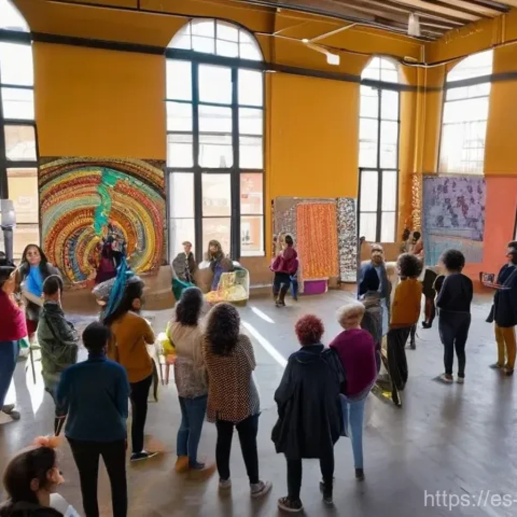 미술문화기획사의 사회적 기여 사례 - **Vibrant Community Art Workshop in a Reimagined Space in Spain**
    A wide-angle, brightly lit sho...