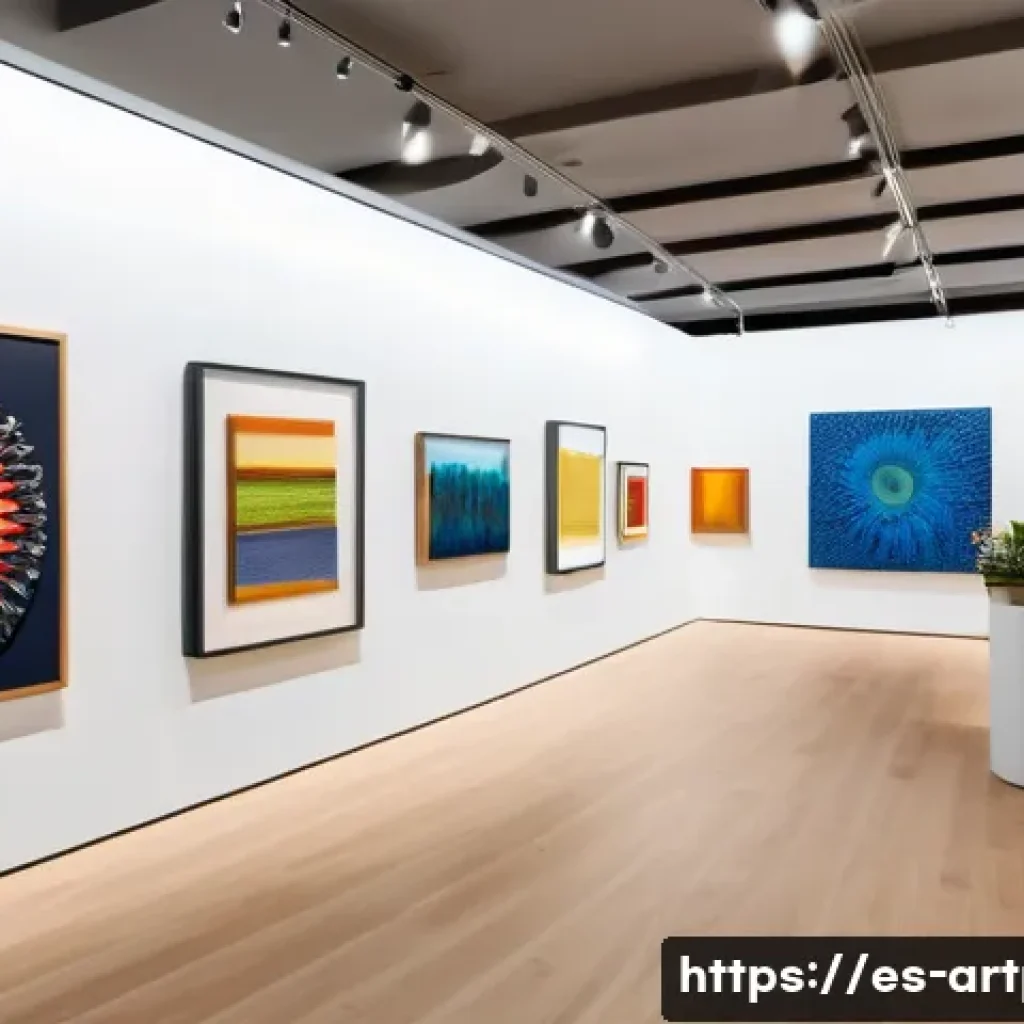 미술문화기획사의 주요 업무 프로세스 - A vibrant contemporary art exhibition interior with an immersive spatial design, featuring diverse a...