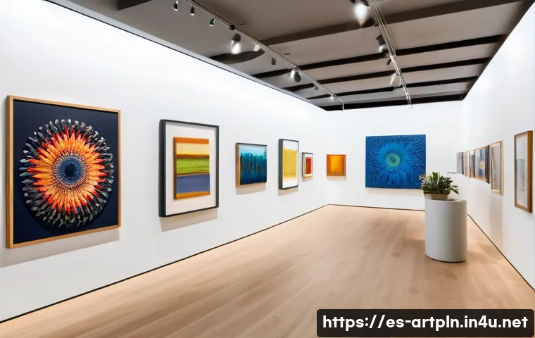 미술문화기획사의 주요 업무 프로세스 - A vibrant contemporary art exhibition interior with an immersive spatial design, featuring diverse a...