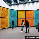 Home 21 미술문화기획사의 주요 연간 행사 일정 - A vibrant international art fair scene in a large modern convention center in Spain, filled with div...