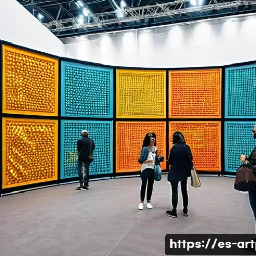 Home 33 미술문화기획사의 주요 연간 행사 일정 - A vibrant international art fair scene in a large modern convention center in Spain, filled with div...