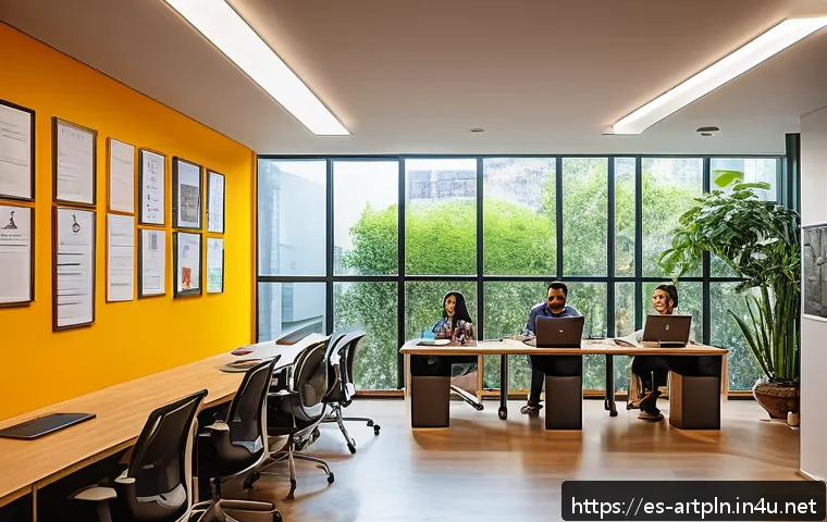 미술문화기획사의 연간 목표 설정법 - A vibrant scene of a multicultural cultural management team collaborating in a modern coworking spac...
